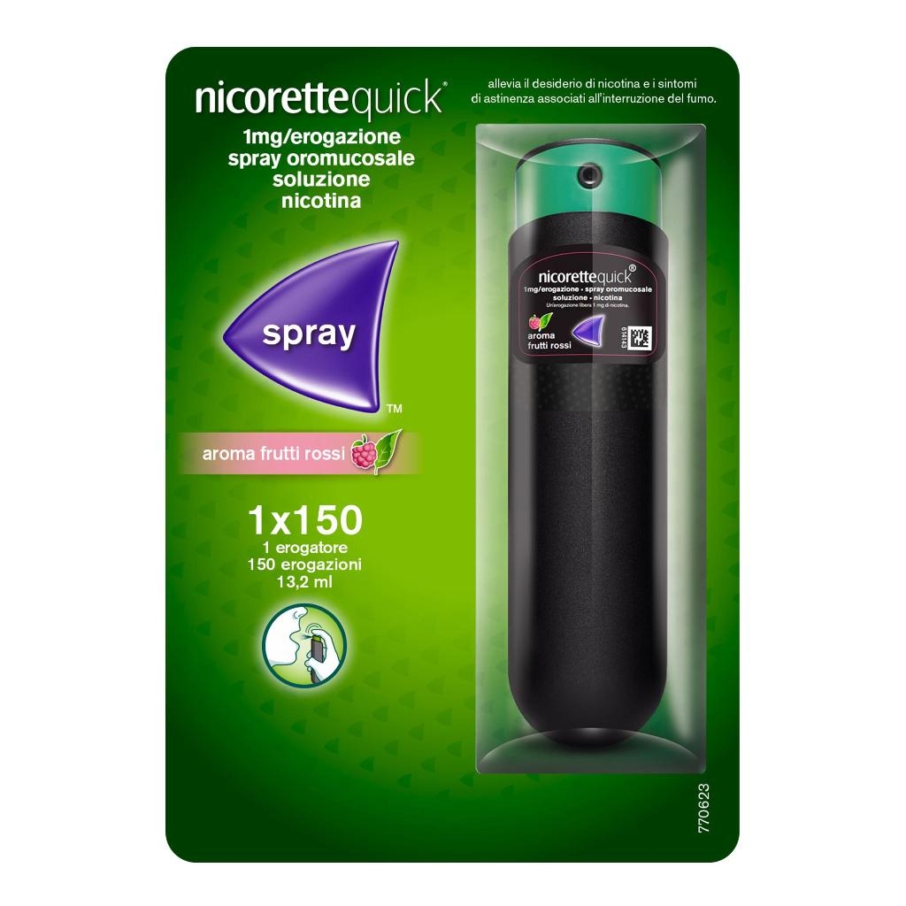 NICORETTEQUICK 1 MG/EROGAZIONE, SPRAY OROMUCOSALE, SOLUZIONE, AROMA FRUTTI ROSSI