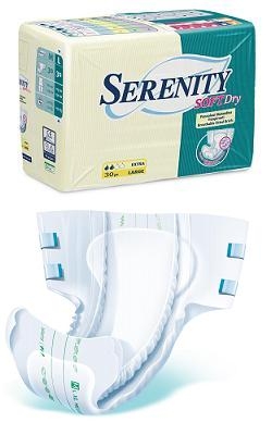 PANNOLONE PER INCONTINENZA SERENITY SOFTDRY FORMATO SUPER TAGLIA LARGE 30 PEZZI