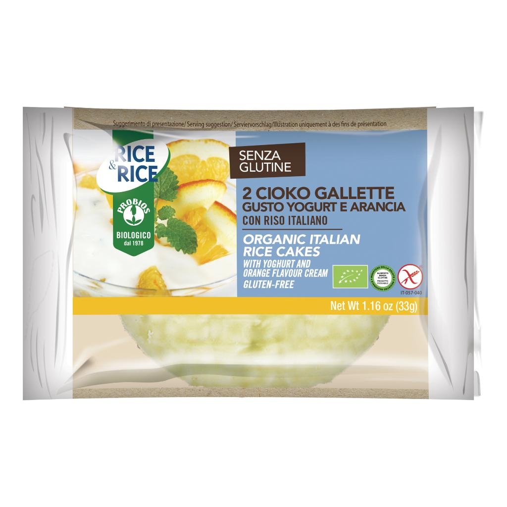 RICE&RICE CIOKO GALLETTE RICOPERTE DI YOGURT ALL'ARANCIO 33 G SENZA LIEVITO