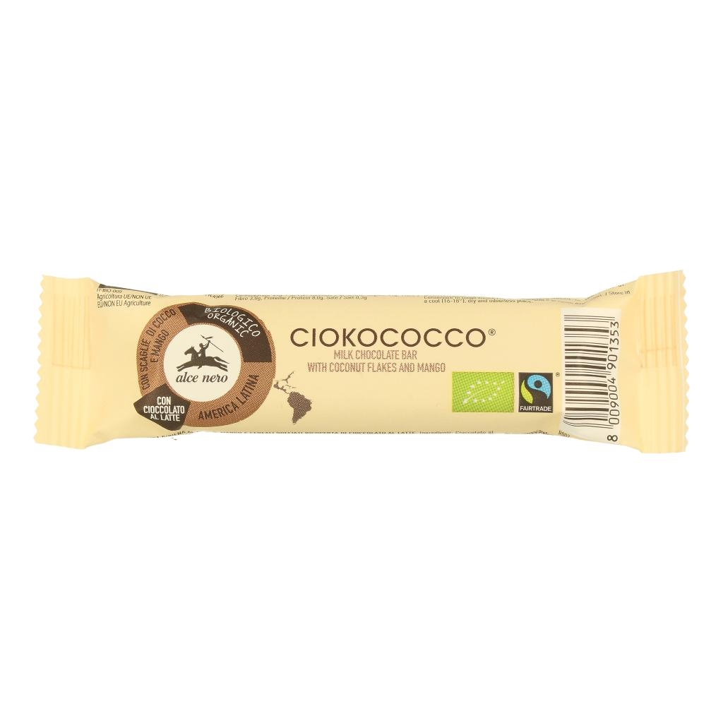 BARRETTA RIPIENA AL COCCO E MANGO RICOPERTA DI CIOCCOLATO AL LATTE BIO 33 G FAIRTRADE
