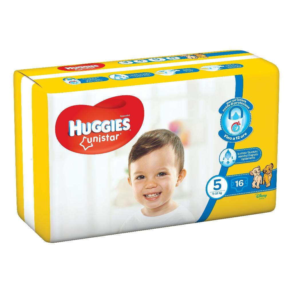 PANNOLINO HUGGIES UNISTAR JUNIOR 5 11/25 KG 16 PEZZI