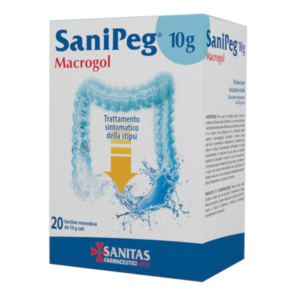 SANIPEG MACROGOL POLVERE PER SOLUZIONE ORALE 20 BUSTE DA 10 G