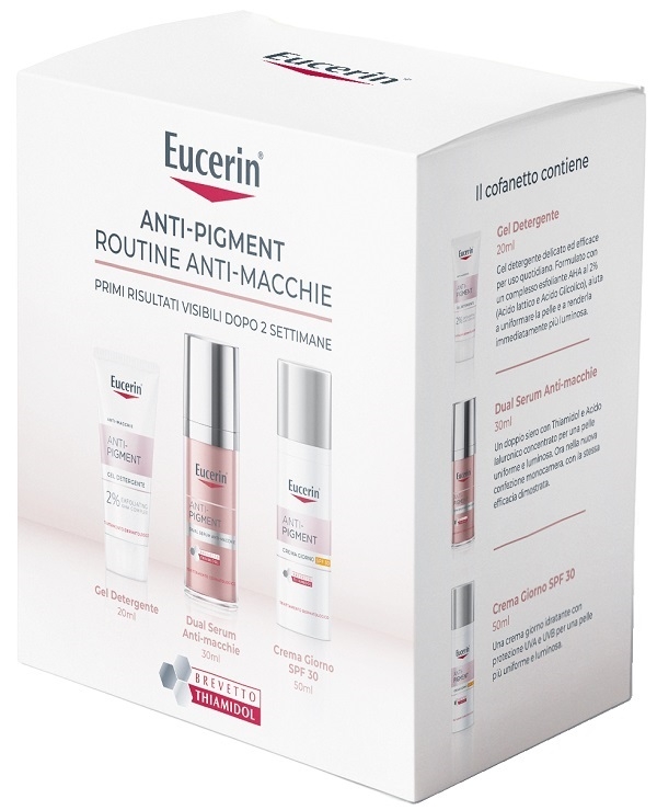 EUCERIN ROUTINE ANTI PIGMENT Q4 2025 1 DUAL SERUM ANTI MACCHIE 30 ML + 1 CREMA GIORNO SPF30 50 ML + 1 GEL DETERGENTE 20 ML