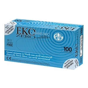 GUANTO MONOUSO IN NITRILE BLU SUPERFICIE MICRORUVIDA EKO ZERO PW SENZA POLVERE MISURA 9 LARGE 100 PEZZI