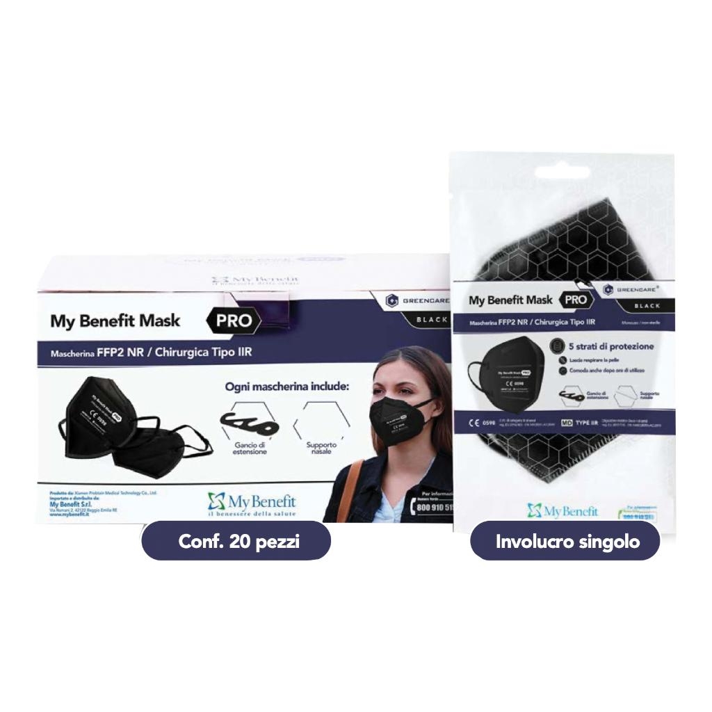 MY BENEFIT MASK PRO FFP2 MASCHERINA FILTRANTE 5 STRATI NON RIUTILIZZABILE NERO 1 PEZZO