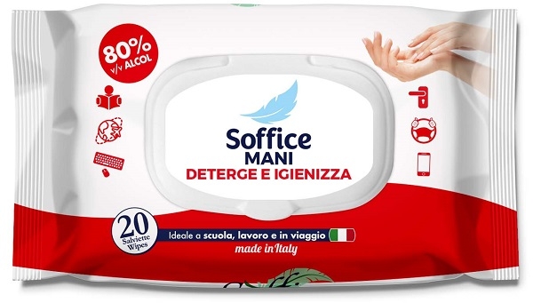 SOFFICE SALVIETTA IGIENIZZANTE MANI ALCOOL 80% 20 PEZZI
