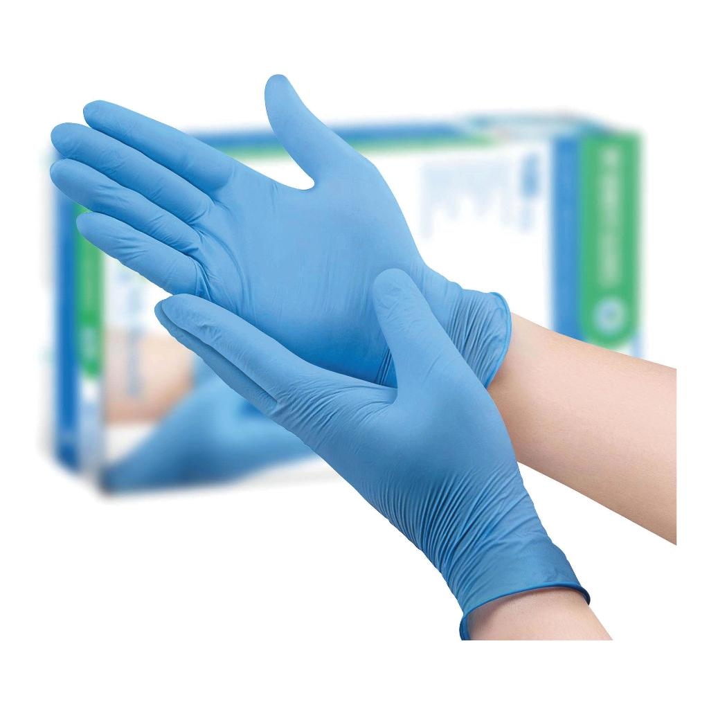 GUANTI NITRILE AZZURRO SENZA POLVERE M 100 PEZZI