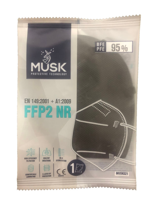 MUSK SEMIMASCHERA FILTRANTE FFP2 NERO 1 PEZZO
