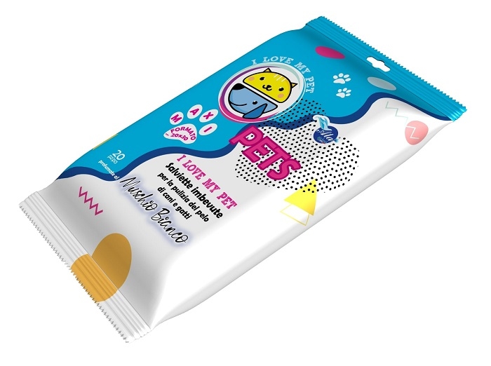 A+CURE I LOVE MY PET SALVIETTE POP-UP MUSCHIO BIANCO 20 PEZZI RICARICA