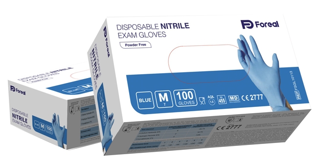 GUANTO NITRILE BLU FOREAL SENZA POLVERE M 100 PEZZI